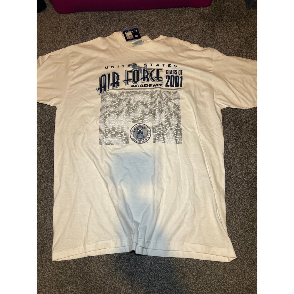 VTG United States Air Force Academy T-Shirt Class Of 2001 Mens Size xxl White.